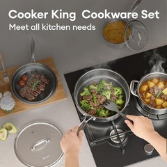 Non Stick Pots and Pans Set, 10pcs Hybrid Stainless Steel Cookware Set, Fryin…
