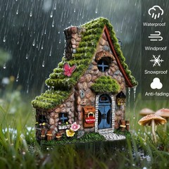 ASAWASA Resin Fairy House Statues with 7.68 x 4.72x 8.86 in, Double