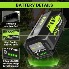 1-2PACK 8.0Ah Battery 40 Volt for Ryobi 40V Lithium OP40602 Battery with LED