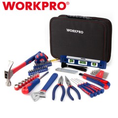 WORKPRO 100PC Home Tool Kit Drawer Household Hand Tool Set w/Easy Carrying Pouch