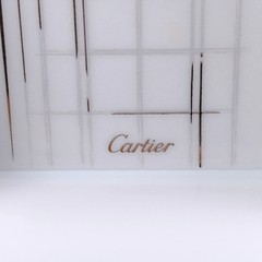 Cartier Porcelain Mini Change Tray Ashtray Platinum Painted Rim 8 x 8cm w/ Box