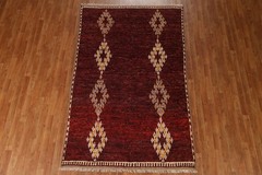 Burgundy Moroccan Area Rug 5×8 Handmade Wool Tribal Style Carpet for Any Room