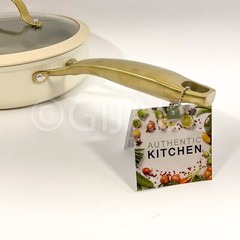 Authentic kitchen 2.7-qt Sauté Pan Frying NonStick Ceramic Ivory & Gold Trim New