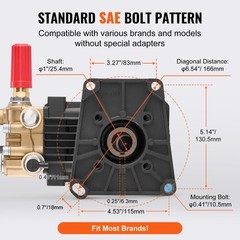 Pressure Washer Pump 1″ Shaft Horizontal Triplex Plunger 4300 PSI 4.4GPM