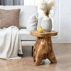 GREENAGE Natural Cedar Mushroom Stool Plant Stand Nightsstand Side Table 13.5″ H