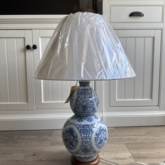LARGE Ralph Lauren Blue & White Double Gourd Porcelain Table Lamp 26.5″H NWT NEW