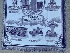 Tulsa Oklahoma Woven Cotton Blanket Throw ORAL ROBERTS PHILBROOK UNIVERSITY
