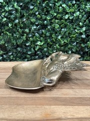 Vintage Solid Brass Pegasus Jewelry Gold Trinket Tray Dish MCM Mid Century Mod