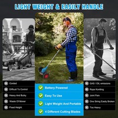 24V Cordless String Trimmer Weed Eater Electric Lawn Edger Grass Brush Cutter US