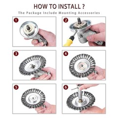 8” Steel Wire Wheel Brush Cutter Weed Eater Trimmer Head with Adapter Kit
