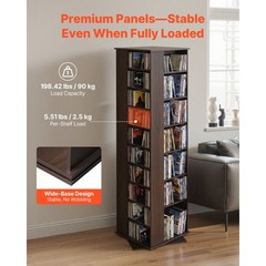 Uimoso Media Storage Cabinet CD Rack Tower with 34 Compartments in Brown