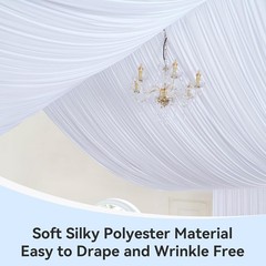 50Ft White Ceiling Drapes – 10 Panels for Weddings, Parties & Events