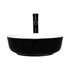 ELECWISH Bathroom Vessel Sink Black Ceramic Vanity Basin Bowl Faucet Drain Combo