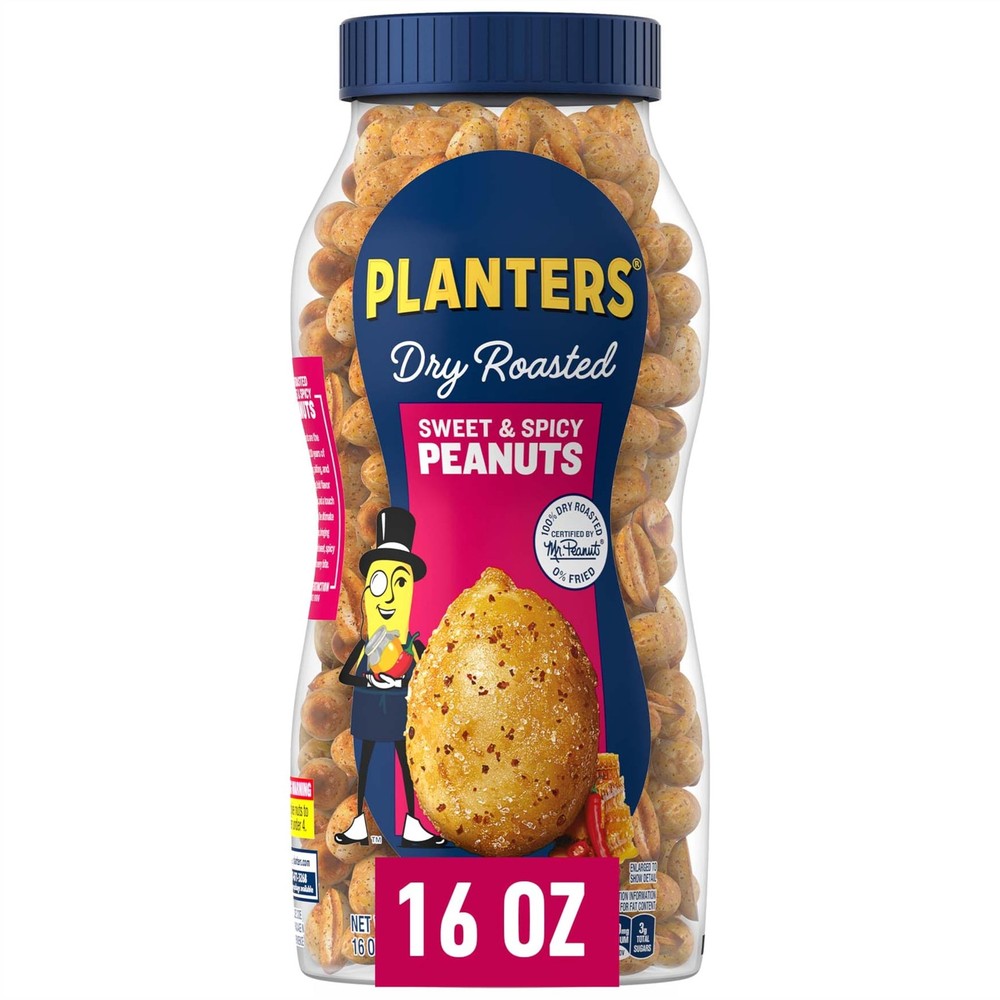 PLANTERS Sweet and Spicy Peanuts, Plant-Based Protein, 16 Ounce (Pack of 1)