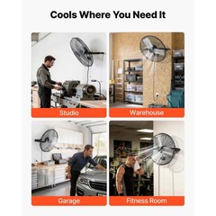 Uimoso 24 in Wall-Mounted Fan with Adjustable Speeds for Industrial Use