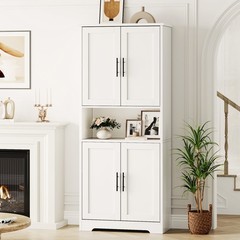 70″ Tall Kitchen Pantry Cabinet, Storage Cabinet with Doors & Adjustable Shelves