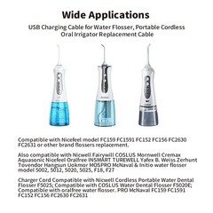 USB Charging Cable for Water Flosser Portable Cordless Oral 1 Pack, White