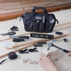 89-Piece Black Household Tool Set with 12-Pocket Tool Bag