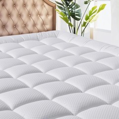 Machine Washable Queen Mattress Topper – Soft Quilted Cooling Protector