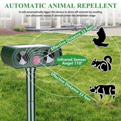 Outdoor Solar Animal Repeller Ultrasonic Pest Repellent for Dogs, Cats Squirrels