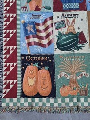 VINTAGE Vicky Howard “12 Months Of The Year” THROW BLANKET Tapestry 52” X 71”