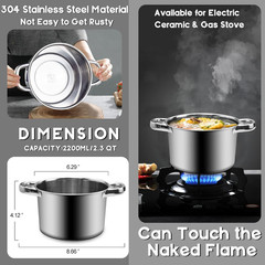 Double Boiler Pot Set 600ml Chocolate Melting Pot 304 Stainless Steel