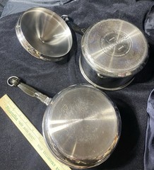 Vtg Farberware Aluminum Clad Stainless Steel 2Qt Double Boiler Sauce Pan Lid
