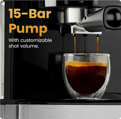 Cafetera Espresso 15 Bar Digital con Vaporizador Latte Cappuccino Depósito 1.5L
