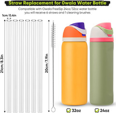 6PCS Replacement Straws for Owala Water Bottle 24 oz 32 oz,Reusable Tritan Straw