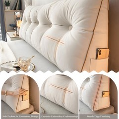 Velvet Wedge Headboard Pillow w/High-Resilience Filling Removable Zippered Cover