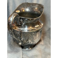 Vintage Silverplate Creamer Pitcher Nickel Silver Ornate Spout Handle 8in