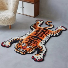 Tibetan Tiger Area Rug, 5×3.3 ft, Tufted High Pile, Machine Washable