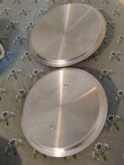 10 pc Calphalon Tri-Clad Copper Bottom Stainless Cookware Set Pots Pans Lids.