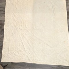 Patchwork Quilt Yellow & White w/ Multicolor Butterfly Squares Coverlet 63” x 73