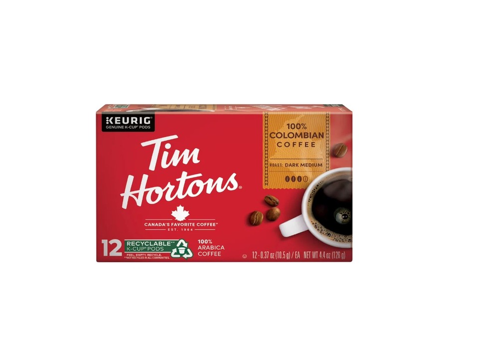 Tim Hortons Colombian Medium-Dark Roast K-Cup Coffee Pods, 12 Count