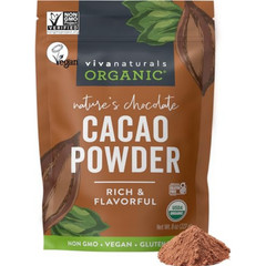 Organic Unsweetened Cacao Powder with Rich Dark Chocolate Flavor