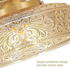Vintage Gold Semi Flush Mount Ceiling Light with Amber Glass, 3-Light E12