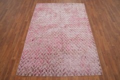 Pink Modern Abstract Area Rug 5×7 Handmade Wool Carpet for Any Room