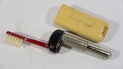 Vintage Oral Kit Bakelite Travel Red Toothbrush