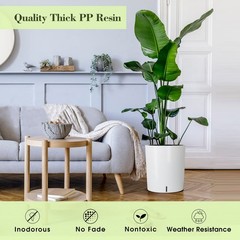 SAROSORA Large 12.5in Round SelfWatering Planter Pot Patio Garden Tall Trees