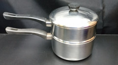 Vtg Revere Ware stainless 2 Qt Double Boiler Steamer Sauce pot