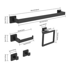 8.99 Lbs Modern Bathroom Wall Mount Towel Bar Set Stainless Steel Black