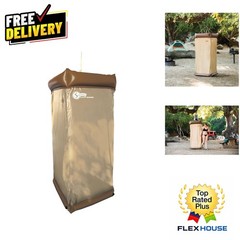 Tan/Silver Portable Shower Enclosure with See-Through Port Hole – Modern Style