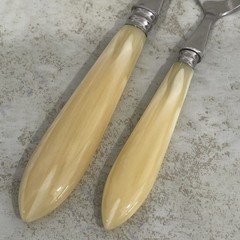 Vintage 5-Piece Flatware Set Stainless Steel 18/10 Pearlized Handle France