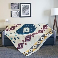 Extra Large – REVERSIBLE ALPACA Wool Blanket Andean Pattern 75×90 in