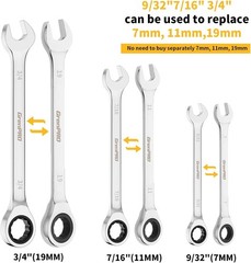 22PCS Ratcheting Wrench Set SAE Metric 72T w/ Pouch