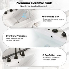 30″ 36″Bathroom Vanity with Ceramic Sink Freestanding Storage Cabinet w/5 Drawer