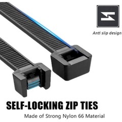 (24″ INCH) 10 – 20 PACK BLACK CABLE ZIP TIES Heavy Duty UV Resistant Nylon 66 UL
