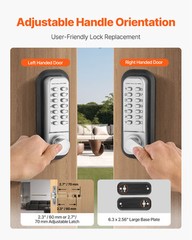 Mechanical Keyless Entry Door Lock 14 Key Mechanical Keypad Lock for Home Sliver