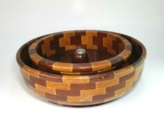Set of 2 Vtg California Redwood Nut Bowls Std Specialty Co 10.5″ Round